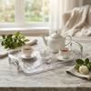 Clear Rectangular Plastic Serving Tray with Handles Stackable Decorative Tea Food Trays for Eating Table Plates Dishes Tableware