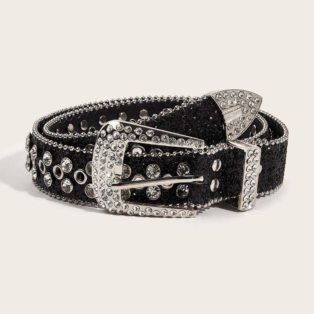PU Leather Rivet Belt Y2K Women Waistband Retro Rhinestone Belts  Decorative Jeans