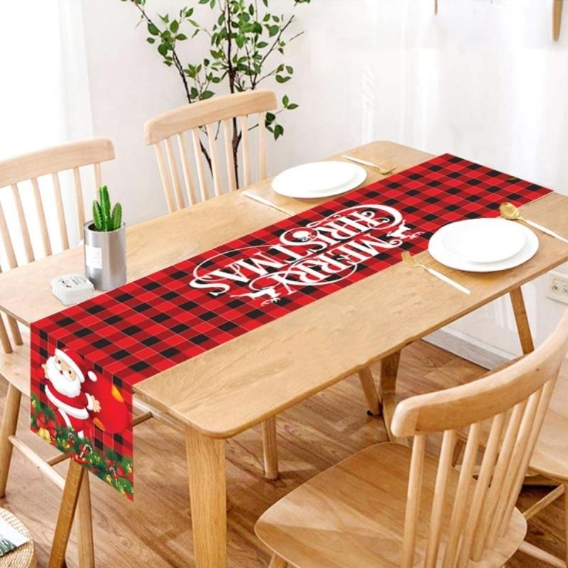 Christmas Table Flag Santa Claus Snowman Snow Scene Home Tablecloth New Year Gift Christmas Decorations 2023 Christmas Supplies