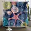 Nautical Coastal Shower Curtain Starfish Coral Seashell Beach Ocean Bathroom Curtain Underwater Marine Waterproof Bath Curtain