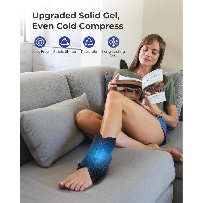 Koonie Ankle Ice Pack Wrap for Swelling, Plantar Fasciitis, Planters Facetious Relief, Reusable Ankle Brace Ice Pack, Cold Therapy Sock Compression