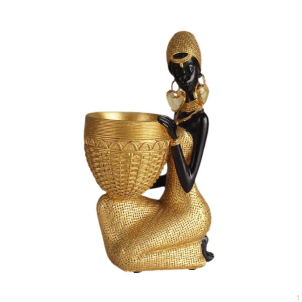 African Tribal Lady Statue Woman Figure Retro Housewarming Gift Sculpture