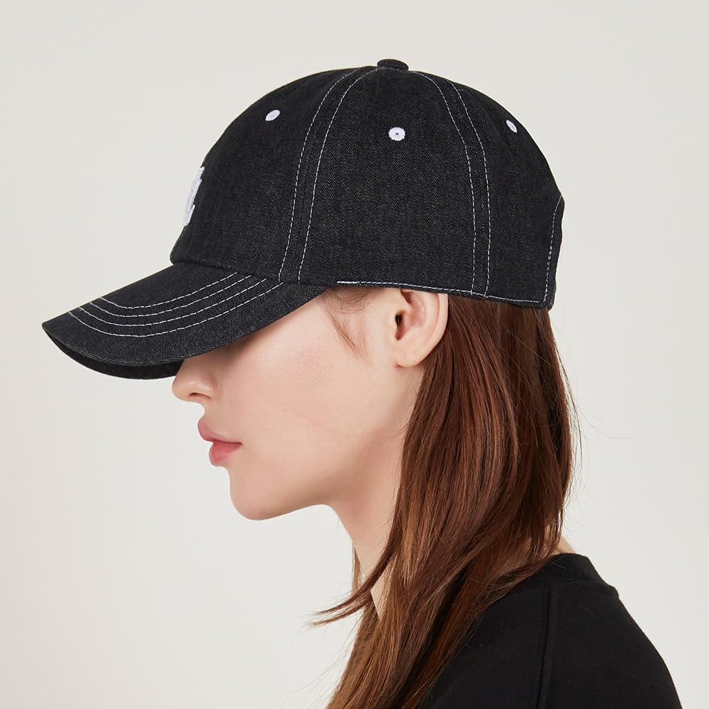 3D Monogram Stitch Over Fit Ball Cap BlackDenim [VARZAR]
