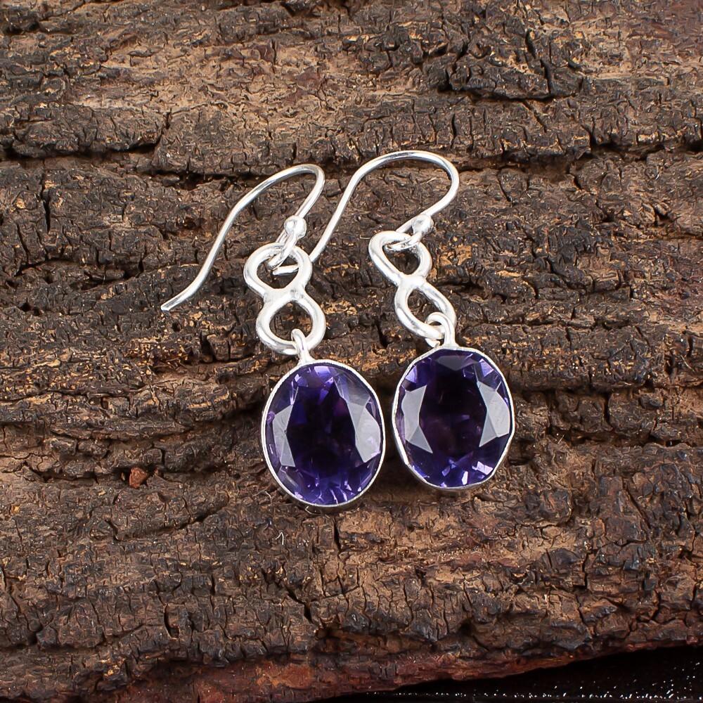 Iolite Gemstone 925 Sterling Silver Jewelry Earrings 1.60" Mother's Day Gift EE-12-7