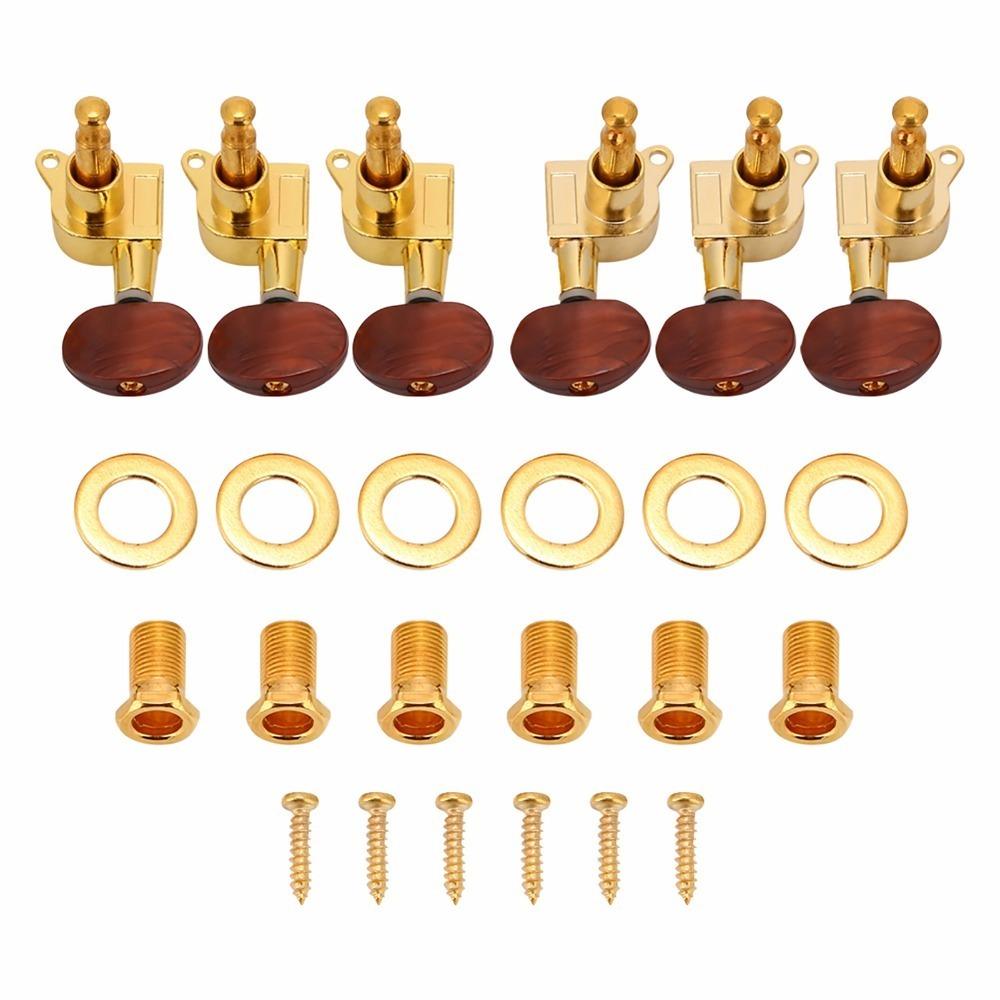 6PCS Metal and Plastic 3L3R Tuning Pegs Semi-Closed Guitar Tuning Pegs Acoustic Guitar