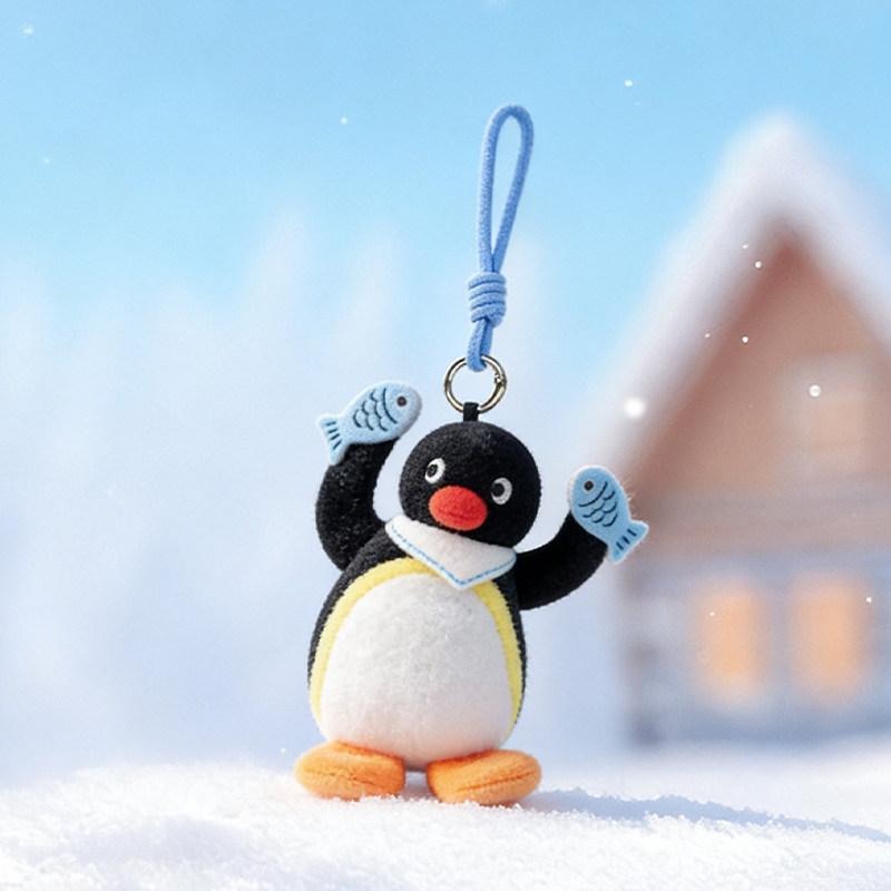 Pingu Zabawny Pochylający Głowę Seria Zwierzę Pingwin Szczęśliwy Jedzący Kształt Ryby Wiele Stylów Lalka Breloczek Dekoracja Peryferia Prezent