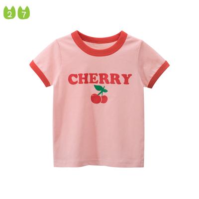 Summer Children's Short-Sleeved Cartoon Strawberry Girls T-shirt