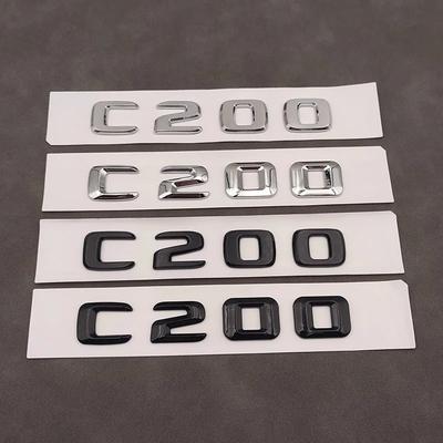 3D ABS Chrome Black C 200 Logo C200 Emblem Letter Sticker Car Rear Trunk Badge For Mercedes Benz C200 W204 W205 W206 Accessories