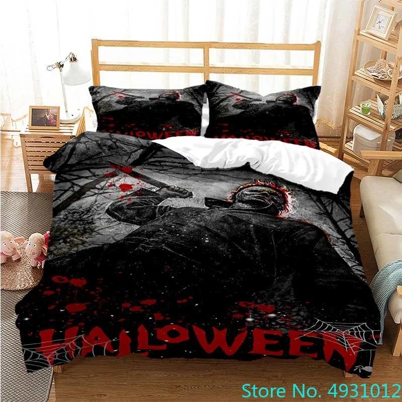 Halloween Michael Myers 3D Printed Bedding Set Duvet Cover Pillowcases Comforter Bedding Set Bedclothes Baby Kids Child Gift