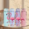 1PC Pink Flamingo Bird 750ml Color Plastic Sports Water Bottle Leakproof Flip Straw Lid Suitable for Sports Office Home Use