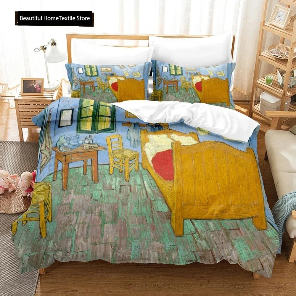 Abstrakt Van Gogh Oljemålning Påslakanset King Queen Storlek Täcke Överdrag För Barn Pojkar Flickor Tonåringar Polyester Sängkläder