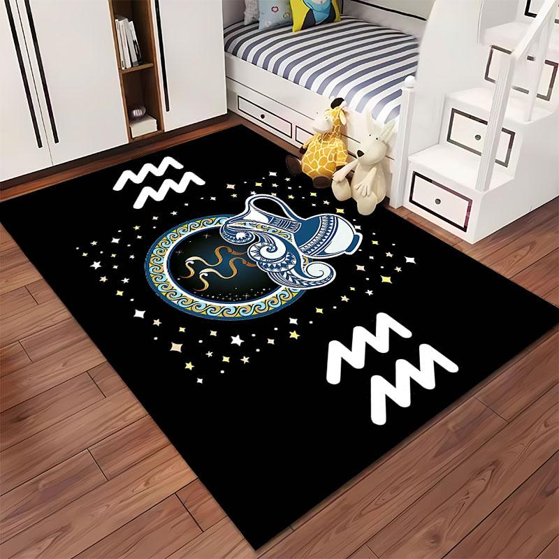 Aquarius Zodiac Design Carpet Suitable As a Non-slip Mat for the Living Room or Bedroom Sofa