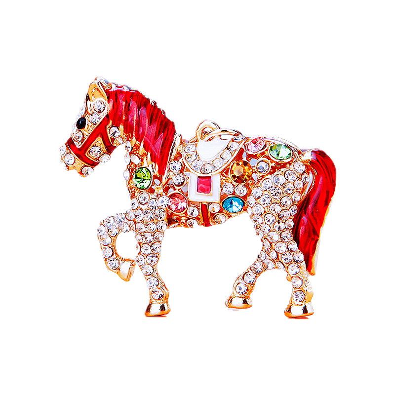 Diamond-Studded Chinese Zodiac Horse Car Keychain Metal Cute Women'S Bag Pendant Keychain Ring Pony Charm