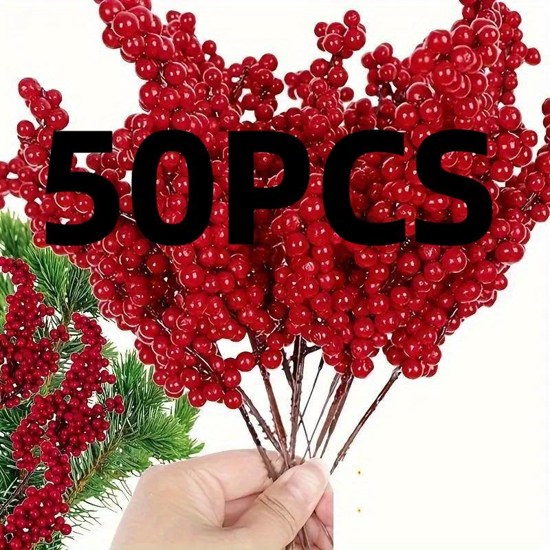 Xiaomi 50pcs Artificial Red Berry Branches Premium Microfiber Faux Fruit Sprays DIY Crafts Christmas Tree Wedding Home Decor New Year