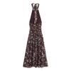 Women's Summer New European and American Style Neck Collar Printed Silk Mesh Long Dress