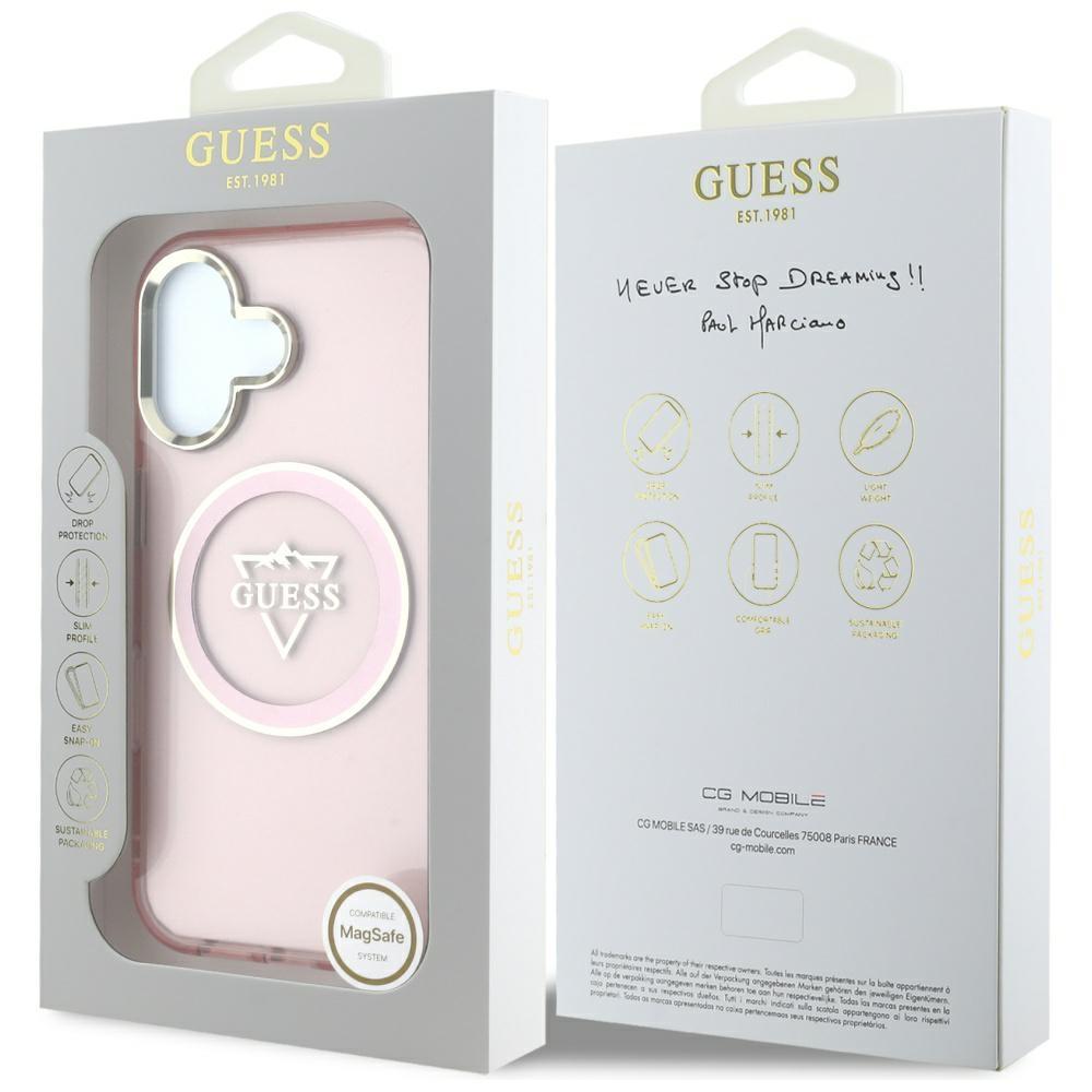 Etui Guess Iml Metal Mountain Logo       Magsafe Do Iphone 16 Różowy