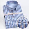 Men's Plaid Spread Collar Wrinkle-Free Long Sleeve Button-Down Shirt, 100% Cotton Regular Fit Business Casual Formal Office Wear