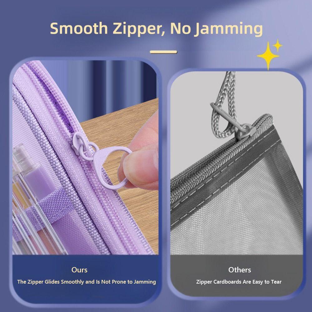 Double-layer Pen Bag Mesh Pen Pouch New Stationery Bag  Gift