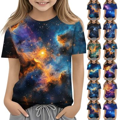 Toddler Girl Boy Shirt Cute Starlit Sky Printed T-Shirts Kids Shirts 1-15Y