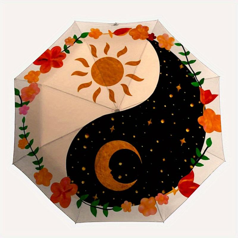 

1pc Sun Moon Yin YangAutomatic Folding Umbrella, Portable & Foldable Design with 8 Ribs, Casual Outdoor Accessory yy250804174