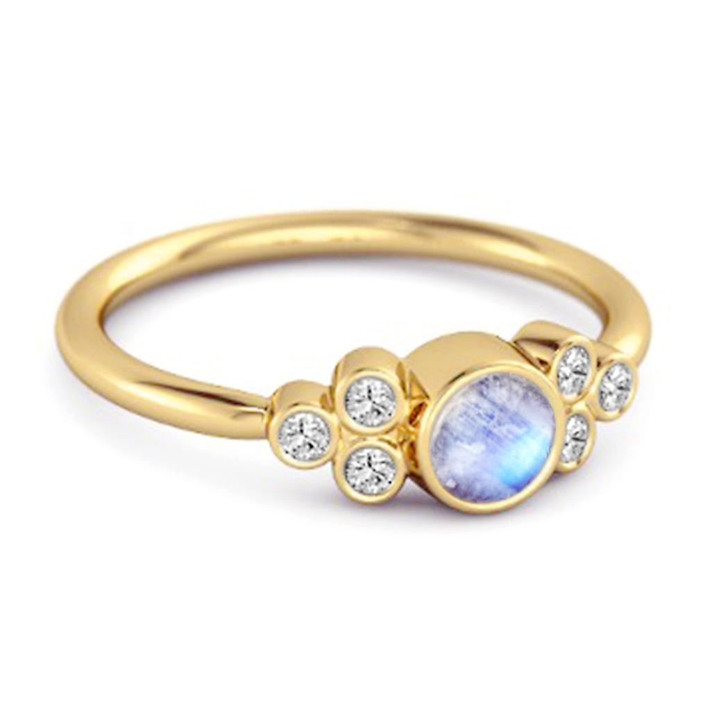 Bezel Set Moonstone 925 Sterling Silver Gold Vermeil Boho Ring