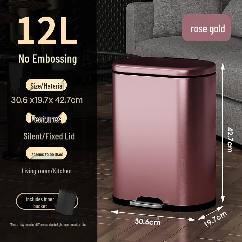 Stainless Steel Soft-Close Foot-Operated Trash Can for Kitchen, Living Room, and Bathroom