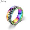 Mode Angst Fidget Ringen Ontspannende RVS Draaibare Kettingring voor Mannen Vrouwen Spinner Sieraden Goud Zwart Bague Homme
