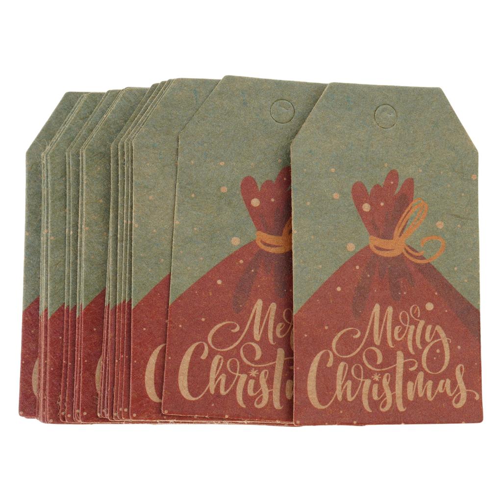 100x/Set Christmas Gift Tags Cute Print Hanging Tag Labels Xmas Element Kraft Paper Tags for DIY Craft Party Decoration