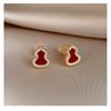 Sterling Micro Pave Pendant Earrings Women Lucky Red Green White Gourd Design New Chinese Style Minimalist Luxury