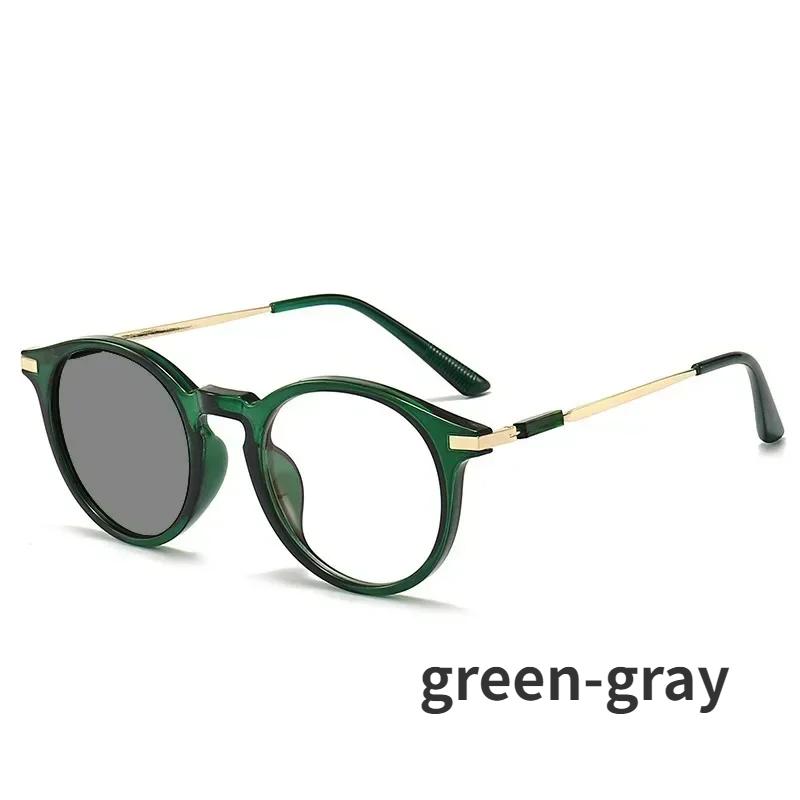 

Винтажные круглые фотохромные очки, модные ретро-очки для чтения для мужчин, оправа для унисекс-женщин, умные очки с обесцвечиванием + 0,5 + 4,0 +2.5