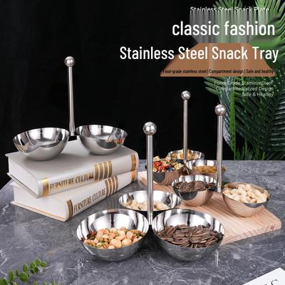 Stainless Steel Three-Grid Snack & Dried Fruit Plate – Creative Non-Flavor Transfer Design