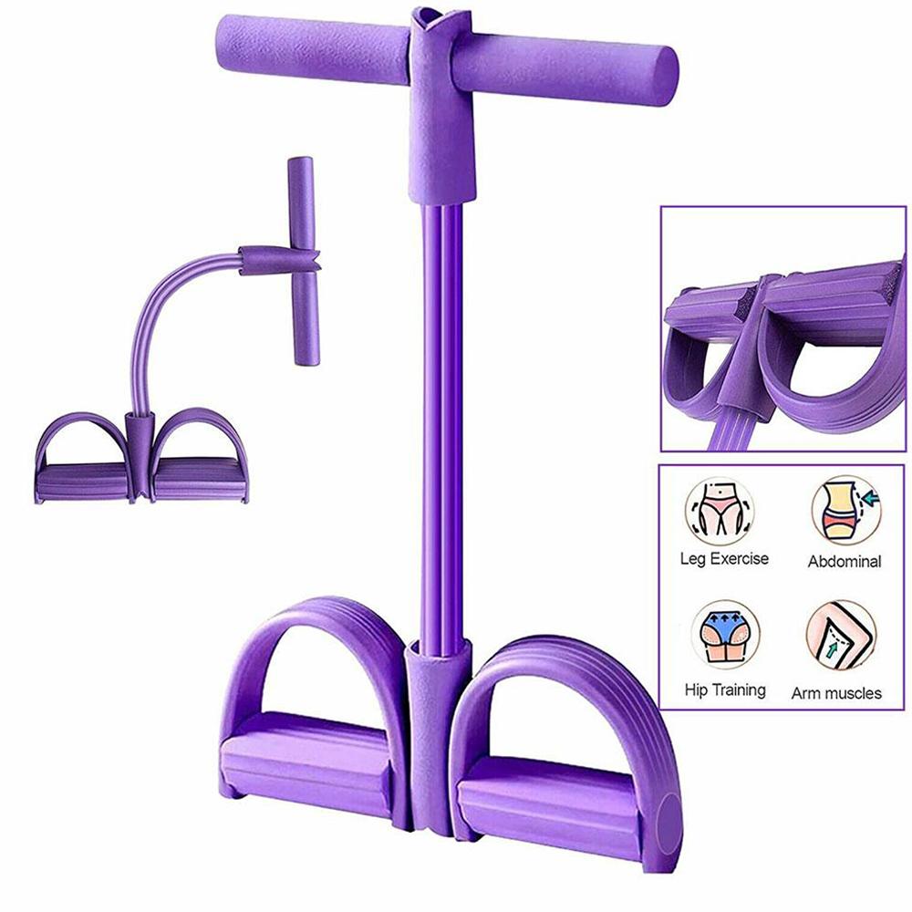 Fitness Resistance Bands-4 Tube Pedal Ankle Puller - Sit Up Leg Stretch Rope Exercise Bands , Stretching Workout Fitness Bands
