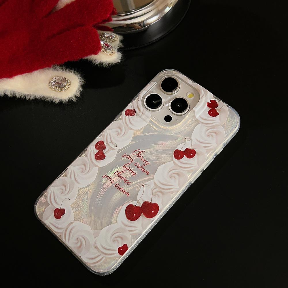 Art Cream Cherry Case for iPhone 17 iPhone 17 Pro Max