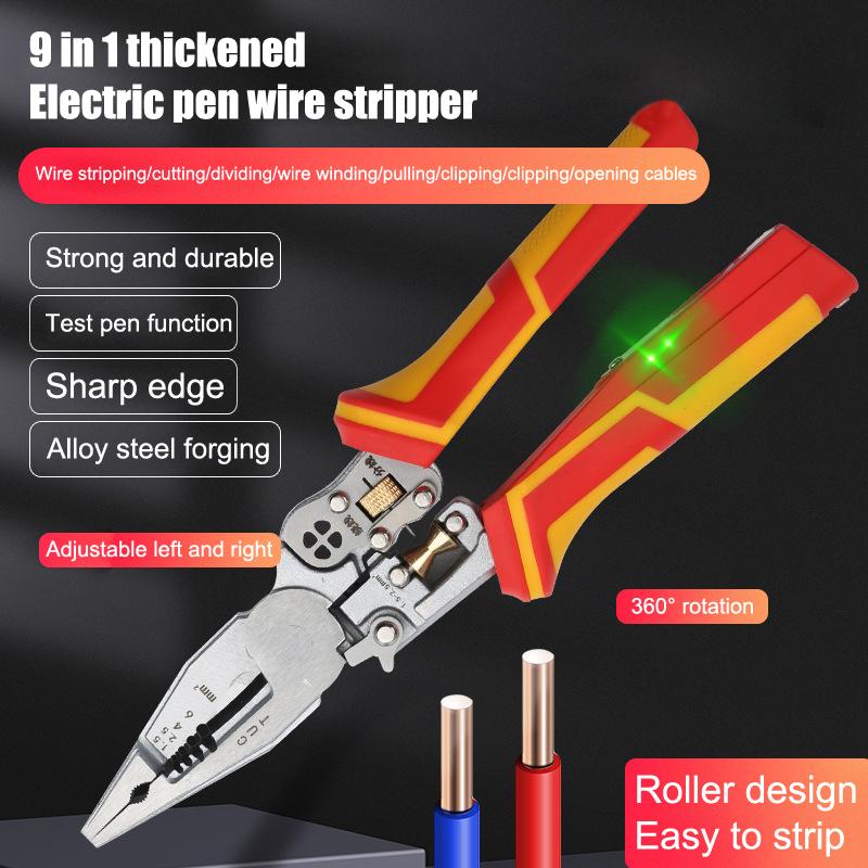 Electrician Plier 8-in-1 Multifunctional Versatile Wire Stripping Pliers Electricity Measurement Non-slip Wire Stripping Plier