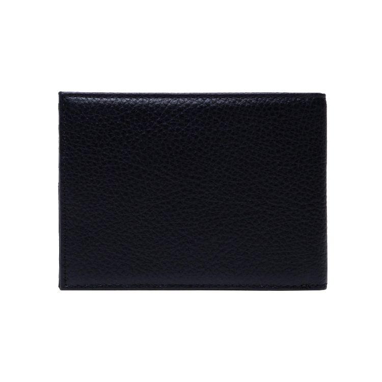 Emporio Armani Solid Color Double Fold Design Short Leather Wallet Men wallet Black Y4R166-Y068E-80001