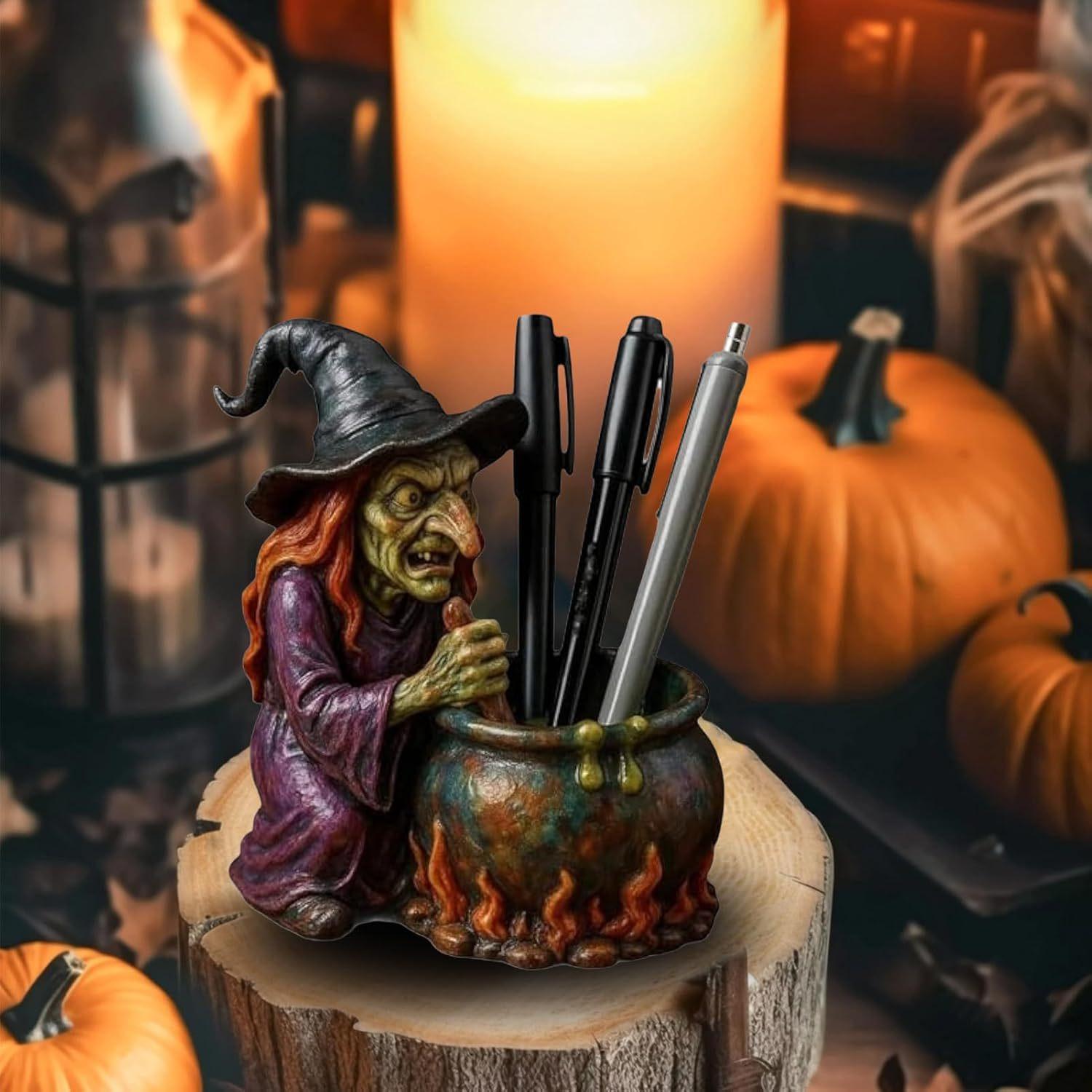 

Halloween Gothic Enchanted Witch Pencil Holder Desktop Ornament Magical Witch