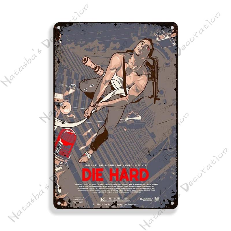 American Movie Die Hard Metal Signs Retro Metal Tin Sign Garage Man Cave Wall Decor Retro Metal Signs Vintage Industrial Decor
