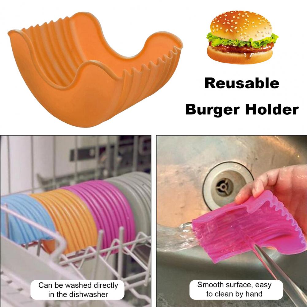 Eco-friendly Burger Rack Silicone Burger Rack Silicone Rack Retractable Burger Holder Set Touch-free Reusable Hamburger Clip Box