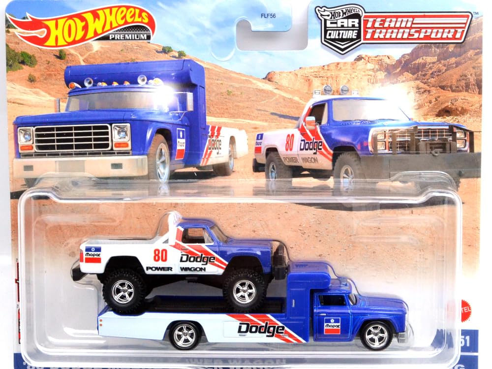 MATTEL HOTWHEELS Mattel Hot Wheels 164 Scale Team Transport T Case “'80 Dodge Macho Power Wagon & Retro Rig”