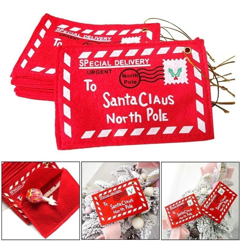 10PCS Paper Envelopes Christmas Xmas Tree Hanging Card Holder Santa Gift Bag Decoration Padded for Letters Korean Stationery