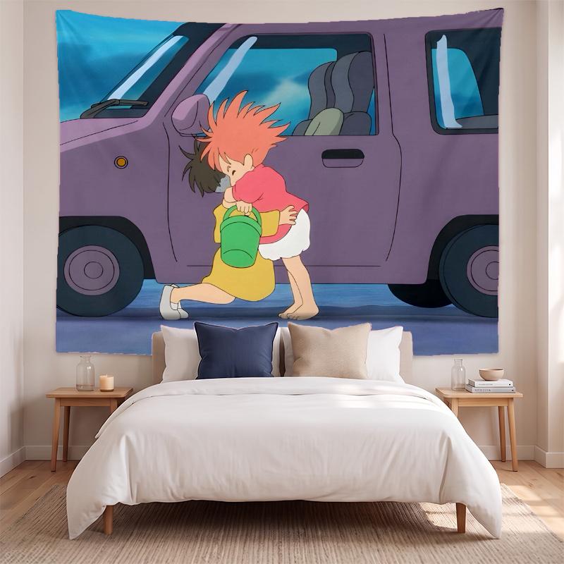 Ponyo (28) Meno kūrinio sieninis gobelenas namų miegamojo svetainės dekoravimui Puiki dovanos idėja