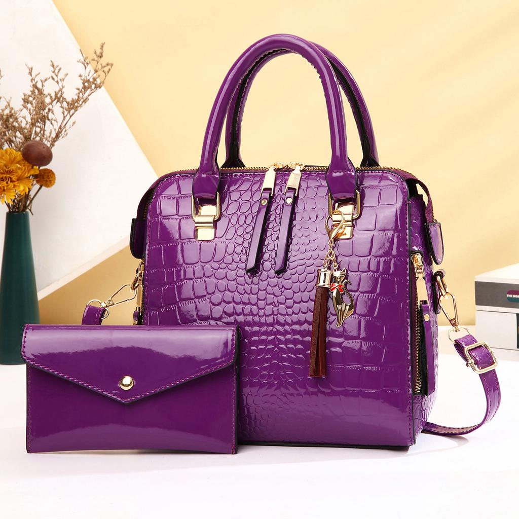 Bag Women's 2026 New Fashion Embossed Large Capacity Mom Bag Crocodile Pattern Two-piece Set Oblique Span Women's Bag