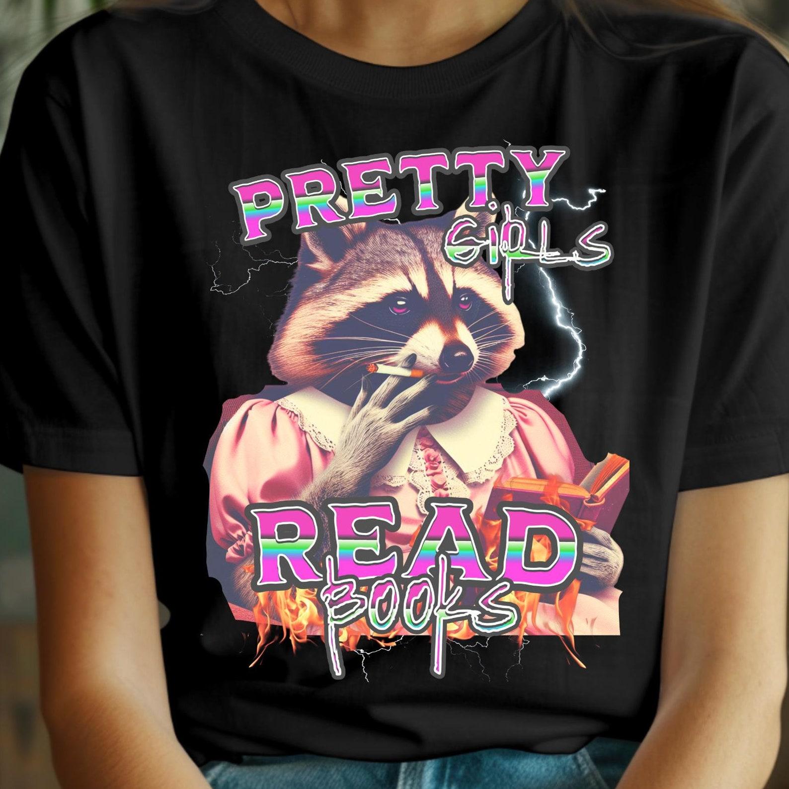 Funny Raccoon Reads Books T-shirt - Librariancore Meme Tee S
