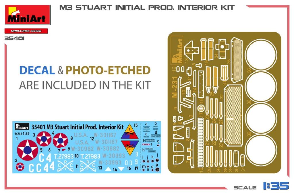 Miniart American M3 Stuart Initial Production Interior Kit Plastic Model Assembly Kit MA35401 1/35
