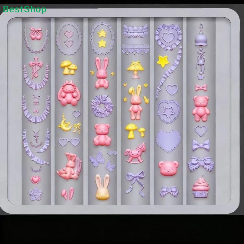 3D Silicone Nail Art Mold Cartoon Lace Rabbit Cute Small Flower Nail Art DIY Decoration Mold