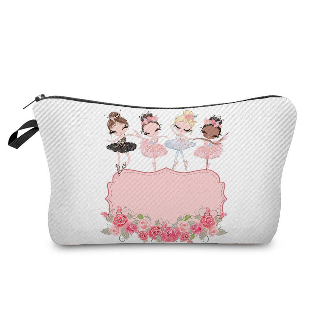 Ballet Art Girl Fashion Printed Cosmetic Bags Toiletries Organizer  School Daily Pencil CasesOutdoor Practical Makeup Bag Female