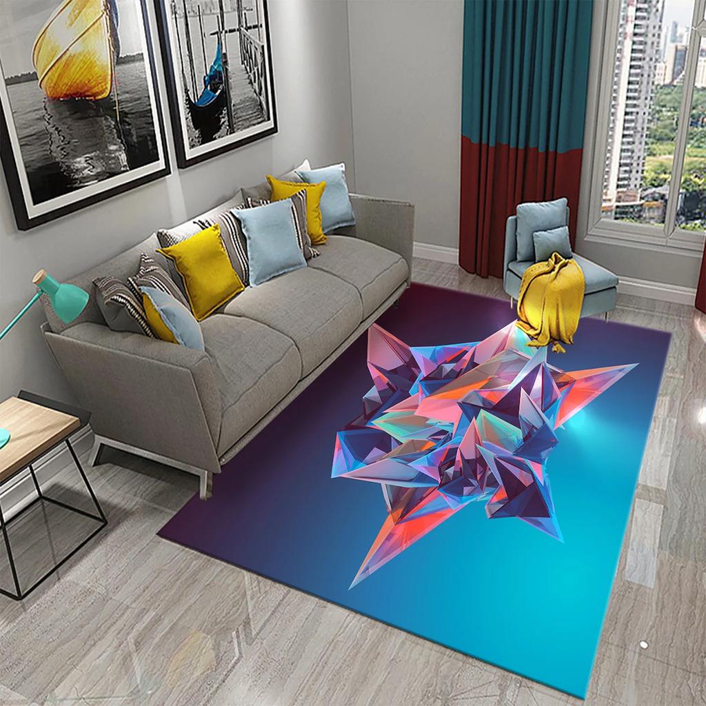 Glänzender Diamant Schwarz Teppich Kreatives Design Teppich für Erwachsene Modern Abstrakt Geometrische Teppiche Schlafzimmer Wohnzimmer Bereich Dekor Fußmatte