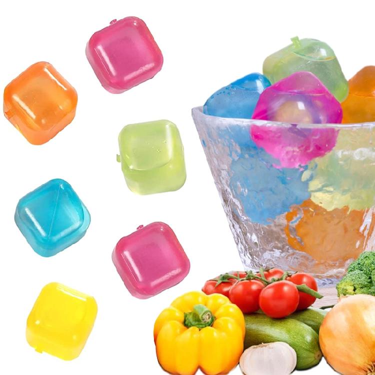 6 Pcs Plastic Cooling Ice Cubes Non-Melting Washable Ice Cubes for Gatherings