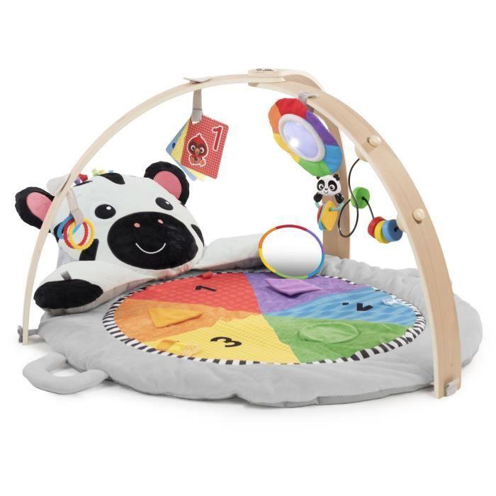BABY EINSTEIN ZEN LE ZEBRE Tapis d'éveil arche de jeu en bois, jouets multisensoriels, miroir STEAM, cadeau bébé 0M+