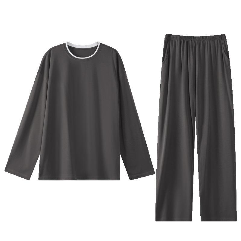 Men's Modal Long Sleeve Pajamas - Casual Spring/Autumn Wear, Teen & Plus Size